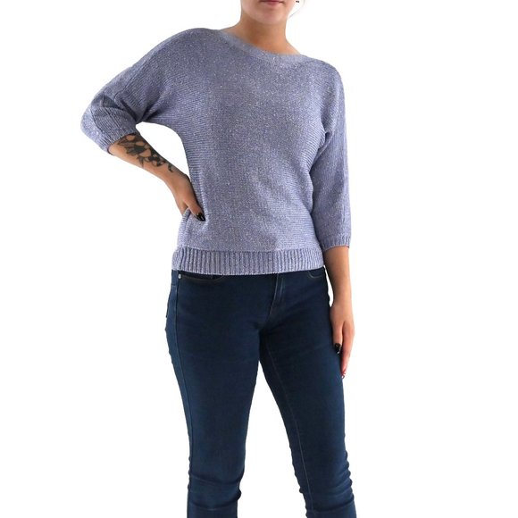 Vintage Sweaters - Vintage Lavender Metallic Pullover Sweater #BM9